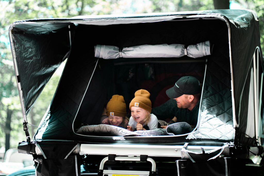 family spending time together camping